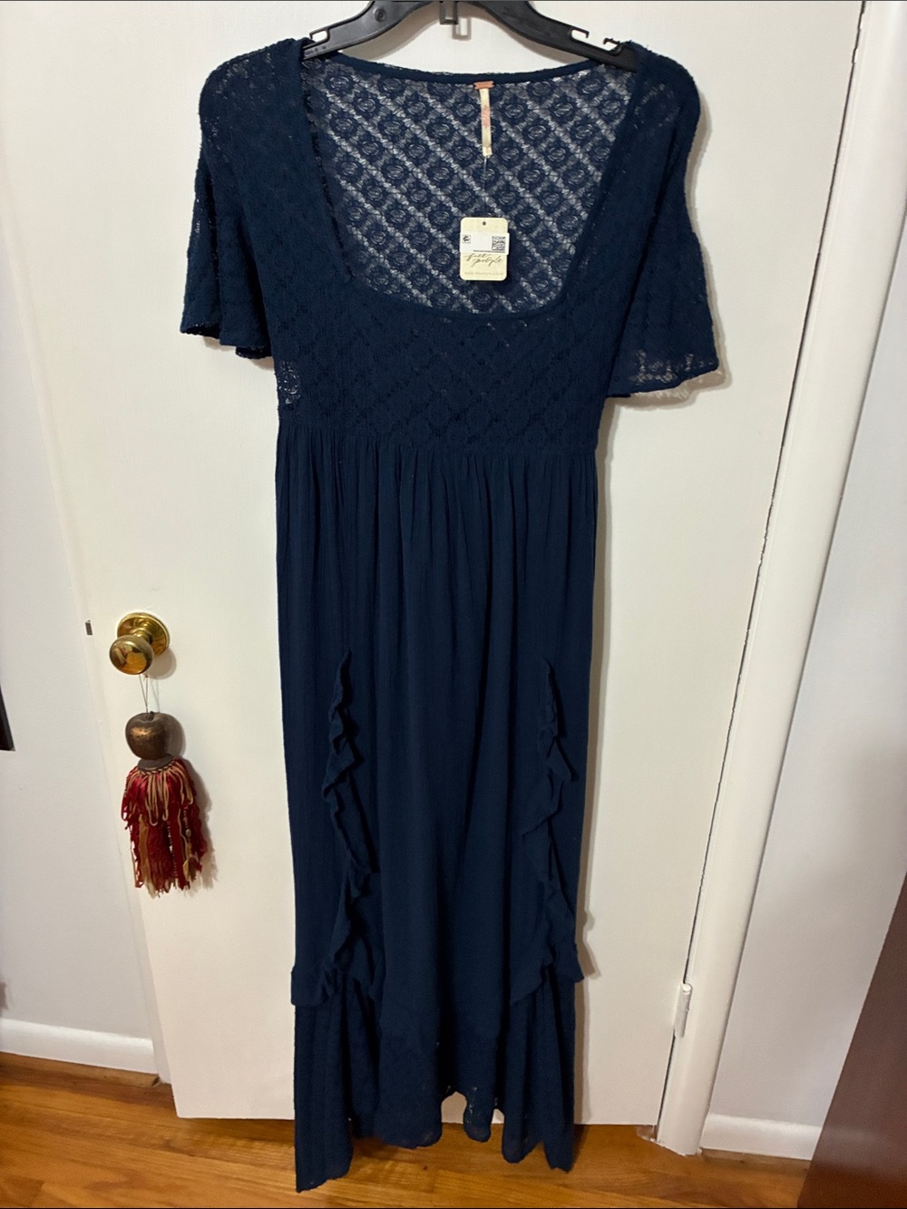 Free People Navy Lace-Top Maxi Dress